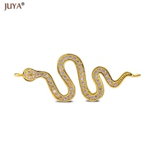 JUYA ACCESSORIES FOR JEWELRY New Design CZ Rhinestone Curved Snake Connectors Charms For Making Jewelry Findings Component 2024 - buy cheap