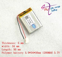 Bateria de íon de lítio polímero, gps 503450, 1200mah, 3.7v, mp3/4 navegações, medidor inteligente, frete grátis 2024 - compre barato