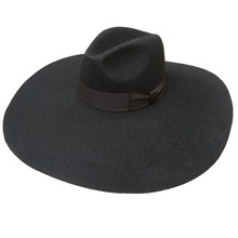 Black Wool Felt Soft  Extra Wide Large Brim Fashion Fedora Hat For Women 16cm 2024 - buy cheap