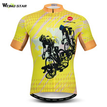 Weimostar amarelo camisa de ciclismo 2019 pro equipe mountain bike camisa verão manga curta bicicleta roupas maillot ciclismo 2024 - compre barato