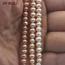 Free Ship 5-6mm White Pink Purple  Nearly Round Natural Freshwater Round Pearls Bail Spacer Beads Strand 15" 2024 - buy cheap