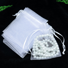 Lote de Mini bolsas blancas de Organza para embalaje de pendientes, lote de 5x7cm, pequeñas, transparentes, con cordón, para regalo, 500 2024 - compra barato
