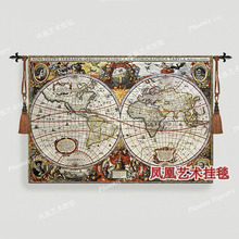 Beautiful  world map tapestry wall hanging big 97*140cm decorative jacauard fabric antique decoration home textile product H118 2024 - buy cheap