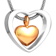 JJ8078 316L Stainless Steel Cremation Jewelry Keepsake Wholesale or Retail- Double Heart Memorial Urn Necklace for Ashes 2024 - buy cheap