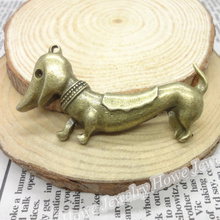 Pingente de cachorro vintage, pingente antigo de bronze para pulseiras, colar diy, fabricação de jóias de metal, com 10 peças 2024 - compre barato