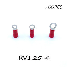 Ring Insulated Connector Terminal Block 100PCS RV1.25-4 Red Cable Wire Electrical Crimp Terminator A.W.G 22-16 Cap 2024 - buy cheap
