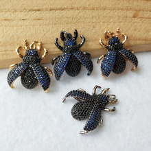 6 Pieces Mix Color Micro Pave navy CZ zircon Lucanidae Insect charm Pendant Women Jewelry Findings DIY necklace making PD917 2024 - buy cheap