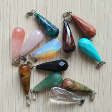 2018 fashion good quality natural stone long water drop rhombus mix charms for jewelry making 12pcs/lot wholesale free shipping 2024 - buy cheap