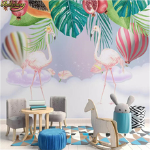 beibehang Custom Flamingo fruit mural wallpaper for children's room background photo wall paper 3D wallpapers for living room 2024 - buy cheap