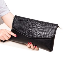 Snake pattern Genuine Leather women Clutch bag Women Wristlets handbag Fashion envelope bag shoulder bags female crossbody bag 2024 - buy cheap