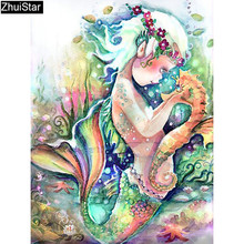 Zhui Star Full Square Drill 5D DIY Diamond Painting "Mermaid" 3D Embroidery Cross Stitch Rhinestone Mosaic Decor 2024 - buy cheap