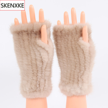 Real Knitted Mink Fur Gloves Winter Fingerless Gloves Mittens Arm Sleeves 2021 Brand New 100% Natural Mink Skin Gloves & Mittens 2024 - buy cheap