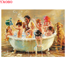 5D DIY Square Diamond Embroidery "Children take a bath" Diamond Paintings Rhinestone Mosaic Crafts cross stitch needlework 2024 - buy cheap