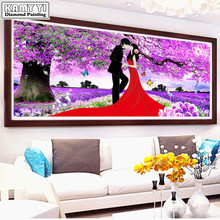 Par casamento diamante completo bordado roxo cereja cenário 5d pintura de diamante ponto cruz decoração de casa mosaico de diamante xy20 2024 - compre barato