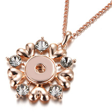 New Snap Jewelry Rhinestone Rose Gold Flower Pendant Snap Necklace 18mm Snap Button Necklace Women Jewelry with Chains 2024 - buy cheap