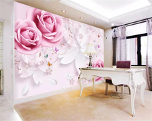 Beibehang Custom Mural Wallpaper For Bedroom Walls 3D rose butterfly Background wall papers home decor papel de parede wallpaper 2024 - buy cheap