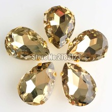 Factory sales Gold bottom light coffee DR shape Glass Crystal sew on loose rhinestones with claw diy/Clothing accessories 2024 - buy cheap