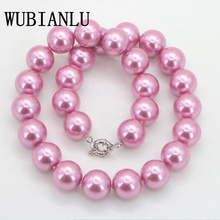 Розовое жемчужное ожерелье WUBIANLU из морской ракушки 16 мм, женское украшение для костюма, чокер на шею, модный стиль, «сделай сам», сочетание о... 2024 - купить недорого