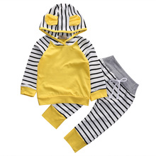 Toddler Kids Baby Boys Clothes Hooded T Shirt Tops Pants 2PCS Outfit Set 0-3Y 2024 - buy cheap