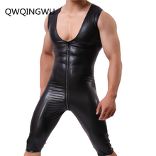 PU Faux Leather Tight Body Underwear Men Shapers Sexy Singlet Bodysuit Wrestling Leotard Male Casual Zipper Underwear Shaper 2024 - buy cheap