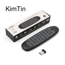 Teclado inalámbrico C120 Fly Air Mouse, dispositivo retroiluminado, 2,4G, Control remoto recargable, 360 grados, para Mi X96 TV BOX 2024 - compra barato
