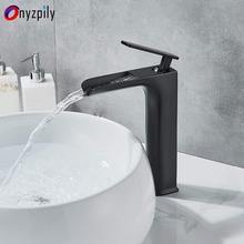 Смеситель для ванной комнаты, элегантный высокий кран с одной ручкой, носик водопада, прорезиненный маслом, бронзовый, черный 2024 - купить недорого