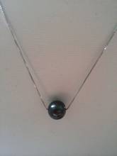 AAA 9-10 mm natural round tahitian black pearl pendant necklace 18inch silver 2024 - buy cheap