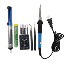 110V US Adjustable Temperature Soldering Iron Handle +5pcs ironTips+Desoldering Pump+ Solder Wire Stand Tweezers Welding Tools 2024 - buy cheap