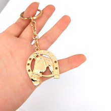 hzew gold colors Key Chains Horse Head Horseshoe Hoof Pendant Hollow Key Chains Fashion Jewelry gift Key Chains 2024 - buy cheap
