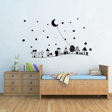 Европейский стиль Большой размер Бесплатная доставка Goodnight Moon & Star виниловые декоративные наклейки на стену для детской комнаты, g0162 2024 - купить недорого