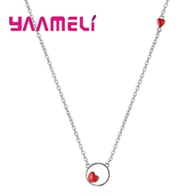 Cute New Fashion Red Heart Design Exquisite 925 Sterling Silver Necklace 18" Chain For Sweet Woman Girls Valentines Day Gift 2024 - buy cheap