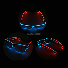 Óculos de sol cor neon brilhante, óculos masculino com fio led 2024 - compre barato