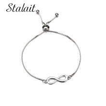 Pulsera ajustable con 8 letras para mujer, brazalete con signo infinito, Color plateado, regalo 2024 - compra barato