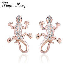 Magic Ikery Rose Gold Color Rhinestone Crystal Peculiar Gecko Gold Color Stud Earrings Fashion Jewelry for women MKY2849 2024 - buy cheap