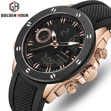 GOLDENHOUR Analog Digital Watch Men Luxury Brand Silicone Sports Mens Watches Waterproof Quartz Man Watch Relogio Masculino 2019 2024 - buy cheap