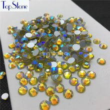 TopStone, цитрин AB, цвет ss3-ss30, круглые стеклянные стразы с плоским дном для дизайна ногтей, 3D камни, клей для Стразы без горячей фиксации 2024 - купить недорого