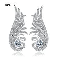 SINZRY exquisite Luxury jewelry White color cubic zircon phoenix feather exaggerated otica cuff earrings for women 2024 - buy cheap