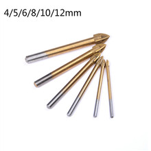 Titanium Ceramic Tile Glass Marble Drill Bit Tungsten Carbide Cross Spear Head 4/5/6/8/10/12mm 2024 - buy cheap