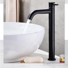 Grifo individual de material de acero inoxidable 304 para fregadero de baño, Grifería de lavabo con mango, color negro 2024 - compra barato