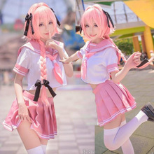 Anime Fate/Apocrypha Astolfo Cosplay Costumes Japanese Students Girls School Uniforms Wigs Bows Halloween Sailor Suit Full Sets 2024 - buy cheap