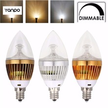 E12 Dimmable 3/6/9W LED Candelabra Bulbs Candle Light Chandelier Bulb Lamp 110V Golden/Silver/Bronze  Warm Neutral Cool White 2024 - buy cheap