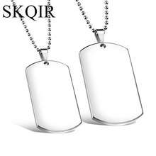 Personalized Engraving Blank Dog Tag Couple Necklace Men's Military Army Stainless Steel Chain Custom Name Pendant Women Jewelry 2024 - buy cheap