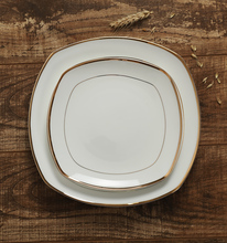 Керамическая тарелка Золотая боковая фарфоровая квадратная пластина тарелка для стейка белая золотая линия тарелка сервировочная тарелка блюда 2024 - купить недорого