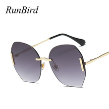 RunBird Elegante Aro dos óculos de Sol Das Mulheres de Tamanho Grande Forma Redonda Clássico Designer de Condução Oculos de sol Glasse Roxo 5173 R 2024 - compre barato