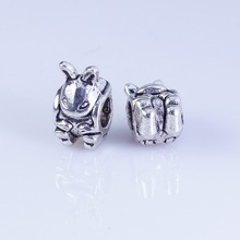 Wholesale 40pcs silver plated  rabbit  beads Big Hole Beads Fit  style  European Bracelet  hole 4mm 2024 - buy cheap