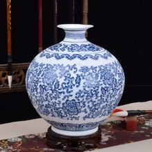 Синие и белые фарфоровые вазы из яичной скорлупы, переплетенная керамическая ваза для цветов, ручная работа, украшение дома, Jingdezhen цветочные вазы 2024 - купить недорого