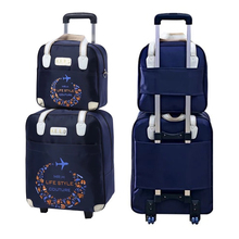 Bolsa de viaje de equipaje rodante con ruedas, maleta con bolso para ir de compras para niñas y mujeres, juego de equipaje con carrito 2024 - compra barato