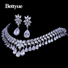 Bettyue-conjunto de joyas de boda para mujer, joyería de estilo europeo y americano, con zirconia cúbica AAA, Color oro blanco 2024 - compra barato