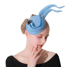 Charming Light Blue Fascinators Hats Elegant Ladies Imitation Sinamay Hair Accessories Hairclips Fashion Red Kentucky Headpieces 2024 - buy cheap