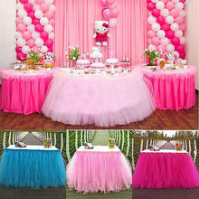 5 Candy Colors Tulle Tutu Table Skirt Tulle Tableware Wedding Decoration Baby Shower Party Wedding Table Skirting Home Textile 2024 - buy cheap
